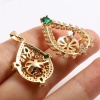Immagine di Rame Micro Intarsio Connettore Ciondolo Perla Bail Pin Cap 18K Oro riempito Trasparente Strass Verde Cubic Zirconiae 1 Pz