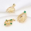Immagine di Rame Micro Intarsio Connettore Ciondolo Perla Bail Pin Cap 18K Oro riempito Trasparente Strass Verde Cubic Zirconiae 1 Pz