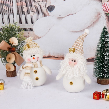 白-かわいいクリスマス雪だるまベルベット人形飾り装飾15x8x22cm、1個 の画像