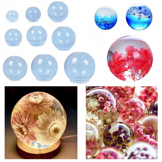 Picture of Silicone Resin Mold For Jewelry Making Ornaments Ball Transparent Clear 24mm x 23mm, 1 Piece