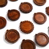 Picture of Wood Cabochon Settings Pendants Round Coffee Flower (Fits 25mm Dia.) 39mm x 37mm, 10 PCs