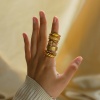 Bild von Umweltfreundlich Einfach und lässig Ins Stil 18K Gold plattiert 304 Edelstahl Uneinstellbar Ring Für Frauen 1 Stück