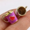 Picture of Zinc Based Alloy Valentine's Day Charms Cup Gold Plated Multicolor Heart Enamel 14mm x 13mm, 2 PCs