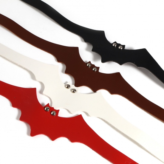 Picture of PU Leather Choker Necklace Red Halloween Bat Animal 38.7cm(15 2/8") long, 1 Piece