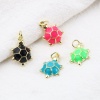 Picture of Copper Ocean Jewelry Charms Gold Plated Multicolor Sea Turtle Animal Enamel 22mm x 12mm, 2 PCs