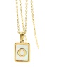 Immagine di Acciaio Inossidabile & Conchiglia Collana 18K Oro riempito Bianco Rettangolo Lettera Maiuscola 45cm Lunghezza, 1 Pz