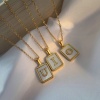 Immagine di Acciaio Inossidabile & Conchiglia Collana 18K Oro riempito Bianco Rettangolo Lettera Maiuscola 45cm Lunghezza, 1 Pz