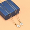 Immagine di Acciaio Inossidabile & Conchiglia Collana 18K Oro riempito Bianco Rettangolo Lettera Maiuscola 45cm Lunghezza, 1 Pz