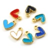 Picture of Zinc Based Alloy Valentine's Day Charms Heart Gold Plated Multicolor Enamel 10mm x 9mm, 20 PCs