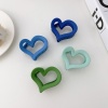 Picture of Plastic Hair Clips Multicolor Heart Frosted 6.5cm x 3.8cm, 1 Piece