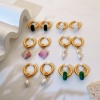 Picture of Stainless Steel Hoop Earrings 18K Real Gold Plated Multicolor 1 Pair
