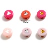 Picture of Acrylic Valentine's Day Beads Flat Round Multicolor Heart Pattern About 7mm Dia., Hole: Approx 1.8mm, 500 PCs