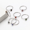 Bild von Edelstahl Monatsstein Uneinstellbar Ring Silberfarbe Ring Bunt Strass 17.3mm（US Größe:7), 1 Stück