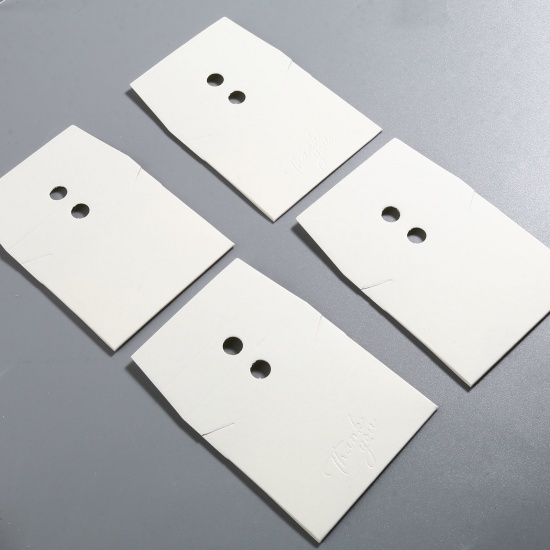 Picture of Paper Jewelry Display Card Creamy-White Geometric 8.9cm x 5.8cm, 50 PCs