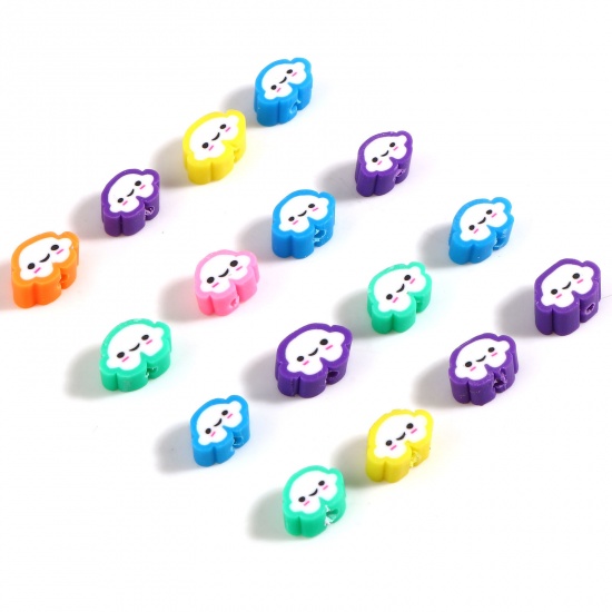 Picture of Polymer Clay Weather Collection Beads Cloud Multicolor About 10mm x 7mm, Hole: Approx 2.1mm, 100 PCs