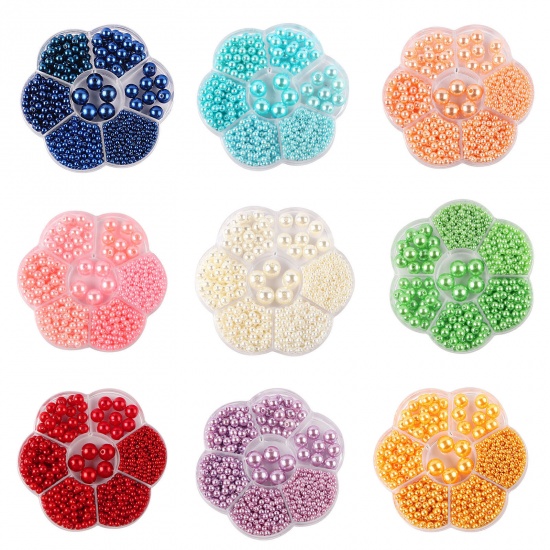 Picture of Plastic Beads Multicolor Round Imitation Pearl 10.2cm x 10.2cm, 1 Box