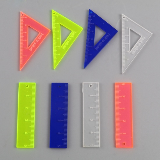 Picture of Acrylic College Jewelry Pendants Ruler Multicolor 5 PCs