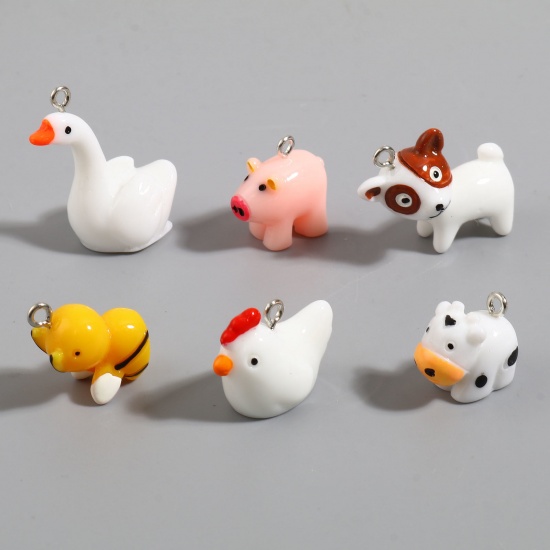 Picture of Resin Charms Animal Silver Tone Multicolor 10 PCs