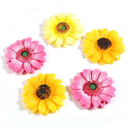Picture of Resin Pendants Sunflower Multicolor 5 PCs