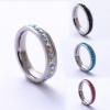 Picture of 201 Stainless Steel Micro Pave Unadjustable Rings Silver Tone Multicolor Rhinestone