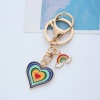 Bild von Emaille Schlüsselkette & Schlüsselring Vergoldet Herz Regenbogen 1 Stück