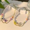 Picture of Acrylic Boho Chic Bohemia Beaded Necklace Multicolor Smile Imitation Pearl