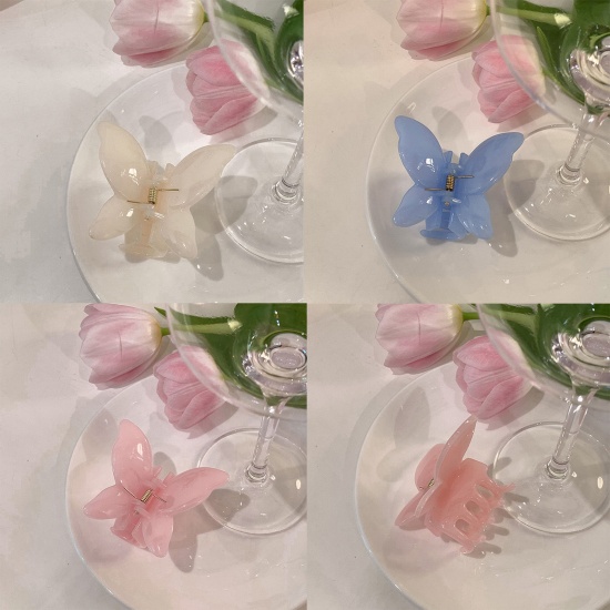 Picture of Plastic Elegant Hair Claw Clips Clamps Multicolor Butterfly Animal Luster