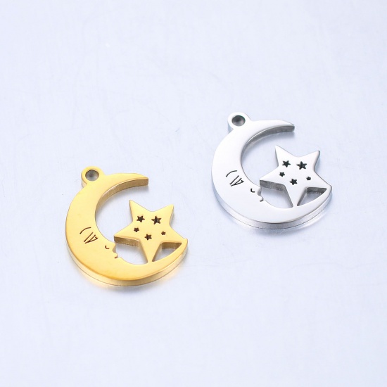 Picture of 304 Stainless Steel Galaxy Charms Multicolor Half Moon Star