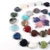Picture of Stone ( Natural ) Charms Silver Tone Multicolor Heart 20mm x 20mm, 10 PCs