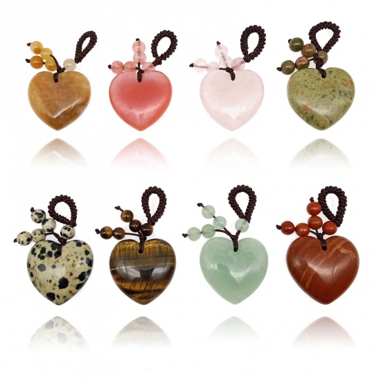 Picture of Stone Stylish Keychain & Keyring Heart Multicolor 50mm x 25mm, 1 Piece