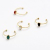 Image de Stainless Steel & Gemstone Open Rings 14K Gold Plated Multicolor Drop 18mm(US Size 7.75), 1 Piece