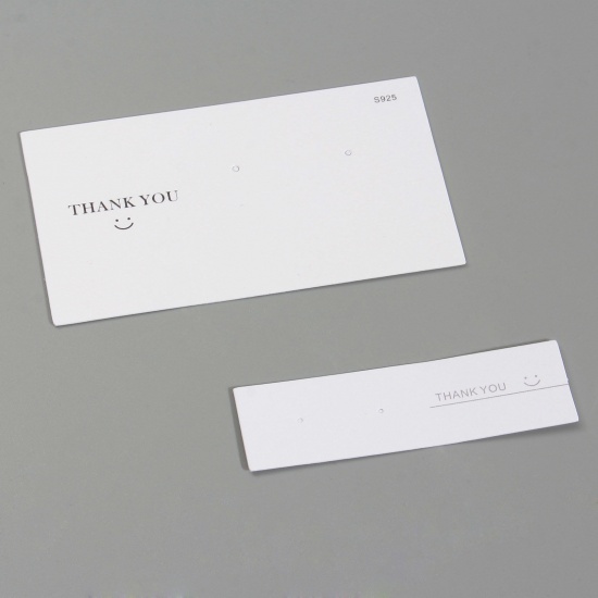 Picture of Paper Jewelry Earrings Display Card White Rectangle Message " THANK YOU "