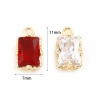 Picture of Copper & Glass Charms Rectangle Real Gold Plated Multicolor 11mm x 7mm, 2 PCs