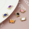 Picture of Copper Ocean Jewelry Charms Gold Plated Multicolor Crab Animal Enamel Clear Rhinestone 16mm x 13mm, 1 Piece