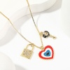 Immagine di Charm Clothes Necklace Gold Plated Heart Clear Rhinestone 51cm(20 1/8") long, 1 Piece