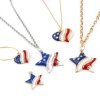 Picture of Zinc Based Alloy Sport Charms Heart Gold Plated Flag Of The United States Clear Rhinestone 2 PCs