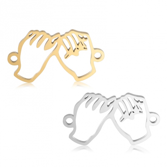 Picture of 304 Stainless Steel Best Friends Connectors Multicolor Hand Pinky Swear Hollow 22.5mm x 13mm