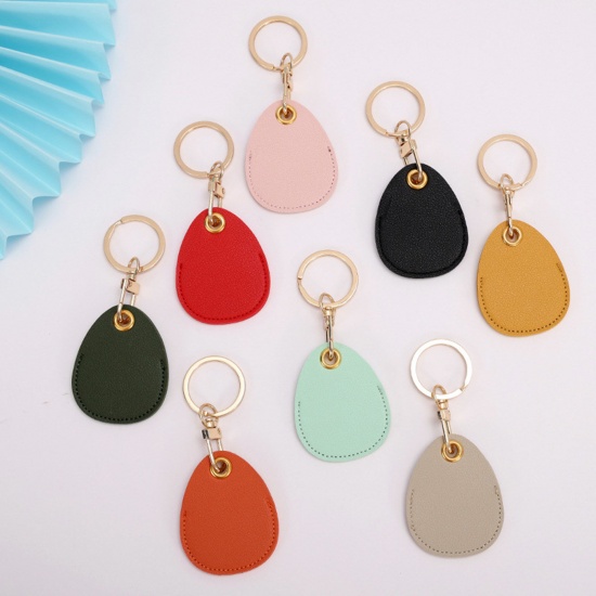 Picture of PU Leather Simple Keychain & Keyring Gold Plated Multicolor Drop