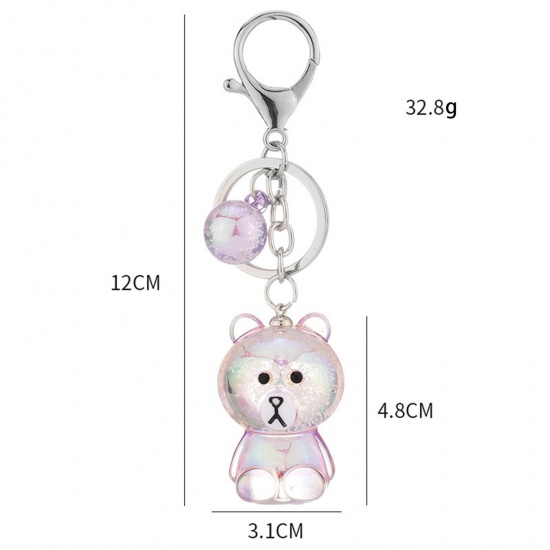 Picture of Acrylic Cute Keychain & Keyring Silver Tone Multicolor Ball Bear