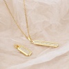 Picture of Copper Micro Pave Pendants Rectangle Gold Plated Glitter Clear Rhinestone 1 Piece