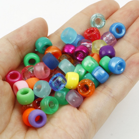 Picture of Acrylic Beads Drum At Random Color Dyed About 9mm x 6mm, Hole: Approx 3.6mm, 500 PCs