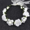 Immagine di Plastic Wedding Garland Headdress Flower Vine Crown Tiaras With Adjustable Ribbon Multicolor Flower Leaf Imitation Pearl 1 Piece