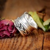 Picture of Stress Relieving Anxiety Fidget Spinner Unadjustable Retro Rings Antique Silver Color Rotatable Round Rose Flower