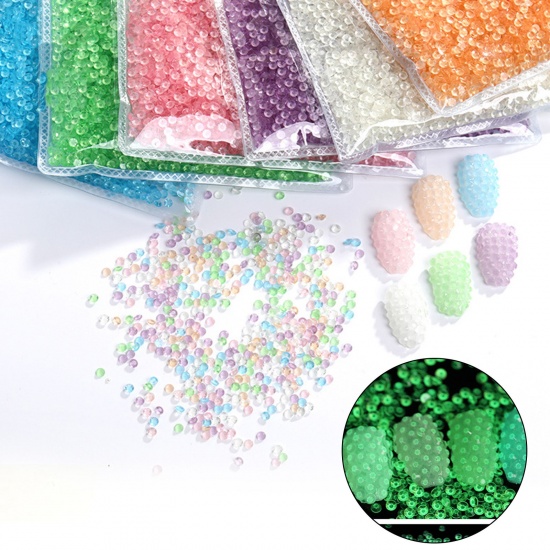 Image de Décoration des Ongles en Résine Strass Plat Rond Multicolore Brille dans le Noir Lumineux 3mm Dia, 1 Paquet （ 10000 Pcs/Kit)