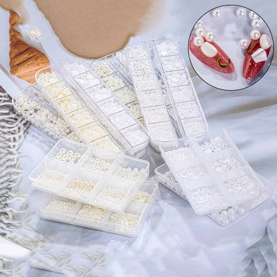 Image de Décoration des Ongles en ABS Rond Blanc Imitation Perles 1 Boîte