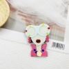 Picture of Acetic Acid Resin Acetate Acrylic Acetimar Marble Stylish Pin Brooches Girl Eyeglasses Silver Tone Multicolor