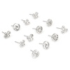 Picture of Stainless Steel Religious Ear Post Stud Earrings Silver Tone Butterfly Animal Hollow Post/ Wire Size: (20 gauge), 6 Pairs