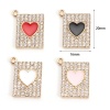 Image de Zinc Based Alloy Valentine's Day Charms Rectangle Gold Plated Heart Enamel Clear Rhinestone 20mm x 16mm, 5 PCs