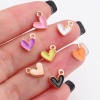 Zinc Based Alloy Valentine's Day Charms Heart Gold Plated Multicolor Enamel 9mm x 8mm, 20 PCs の画像