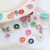 Picture of Zinc Based Alloy Valentine's Day Charms Round Gold Plated Multicolor Heart Enamel 14mm x 12mm, 10 PCs